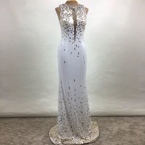 Jonathan Kayne | White Silver Gold Formal Gown